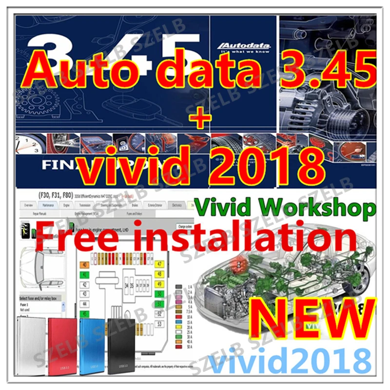 2024 горячее! Программное обеспечение для ремонта автомобилей Vivid 2018, мастерская DATA 2018, Atris-Technik, европейское программное обеспечение для ремонта автомобилей + autoodata 3,45 sw