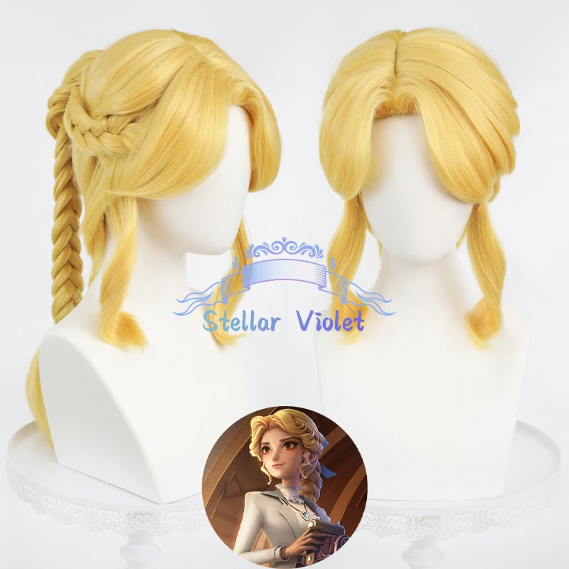 Журналист Алиса Драсс Парик Игра Identity V Косплей Парик Синтетические Волосы Журналист Косплей Парики 55 СМ Блондинка Хвост Бесплатная Парик Кепка