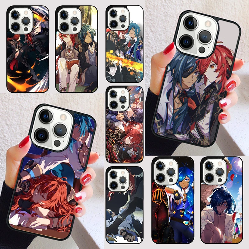 Ударопрочный чехол Kaeya and UV Genshin для iPhone 15 13 12 11 14 Pro Max Mini X XR XS Max SE 2020 7 8 6S Plus, чехол для телефона