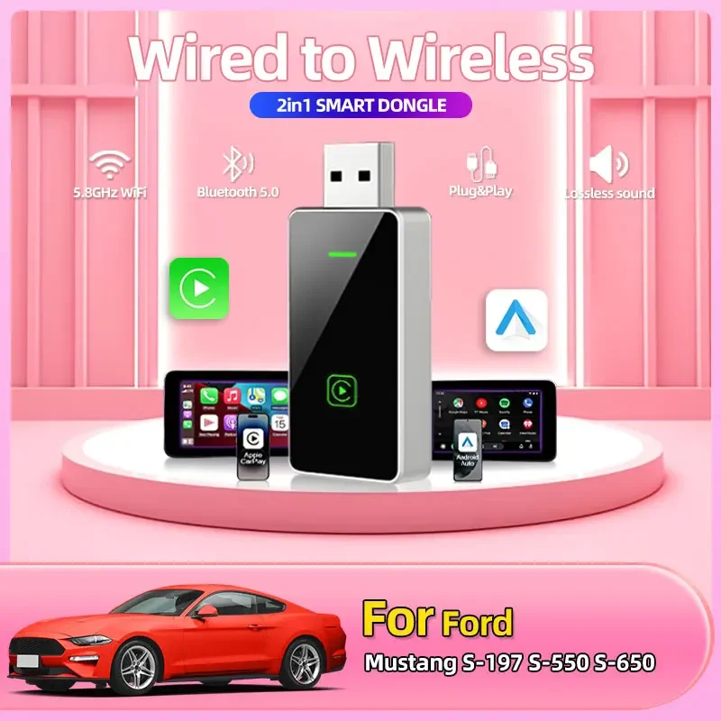 Автомобильный Стайлинг Mini CarPlay Беспроводной адаптер Car Play Bluetooth WiFi Быстрое подключение Plug and Play для Ford Mustang S-197 S-550 S-650