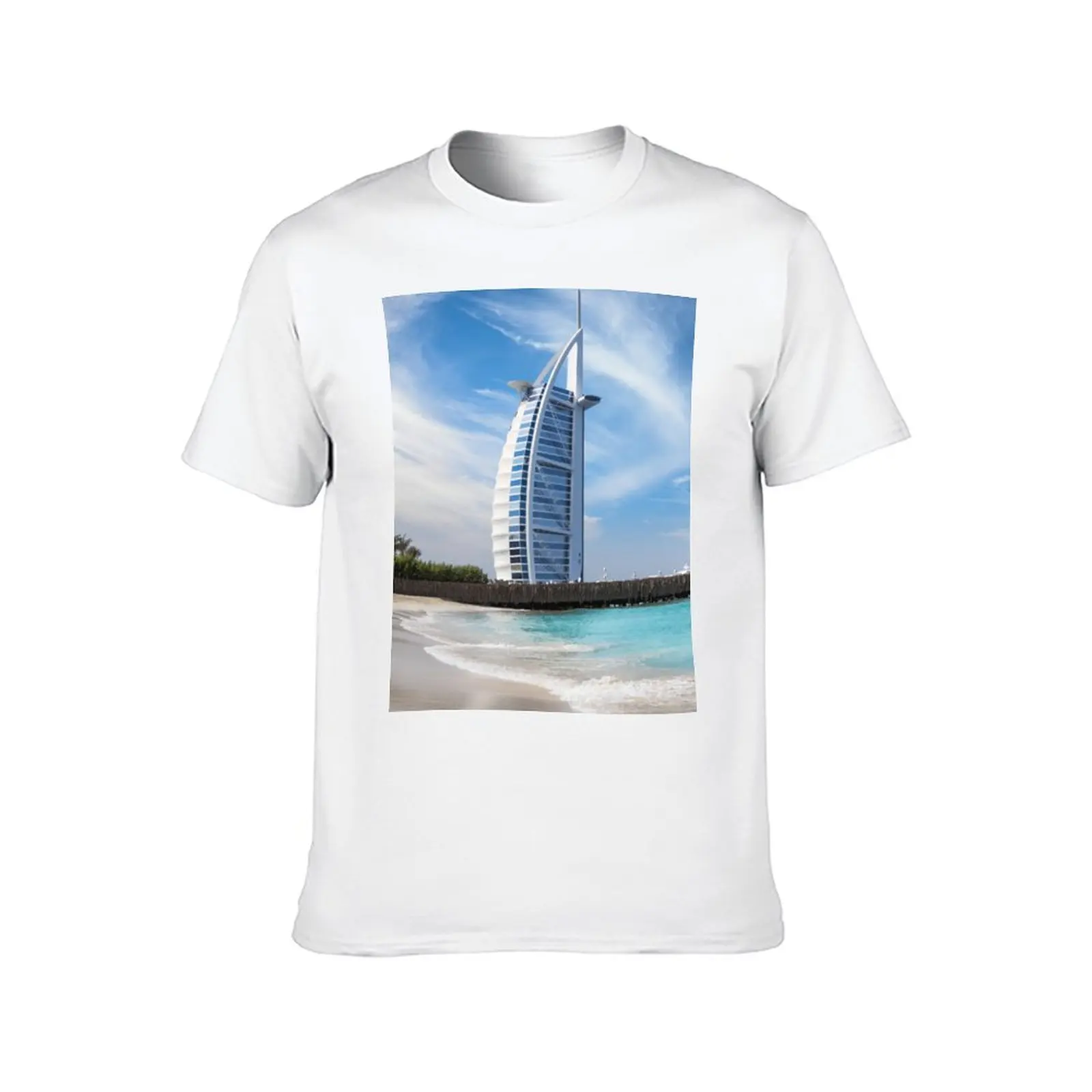 Фото Футболка Burj Al Arab Dubai, мужские винтажные футболки с графикой, футболка из 100% хлопка №2