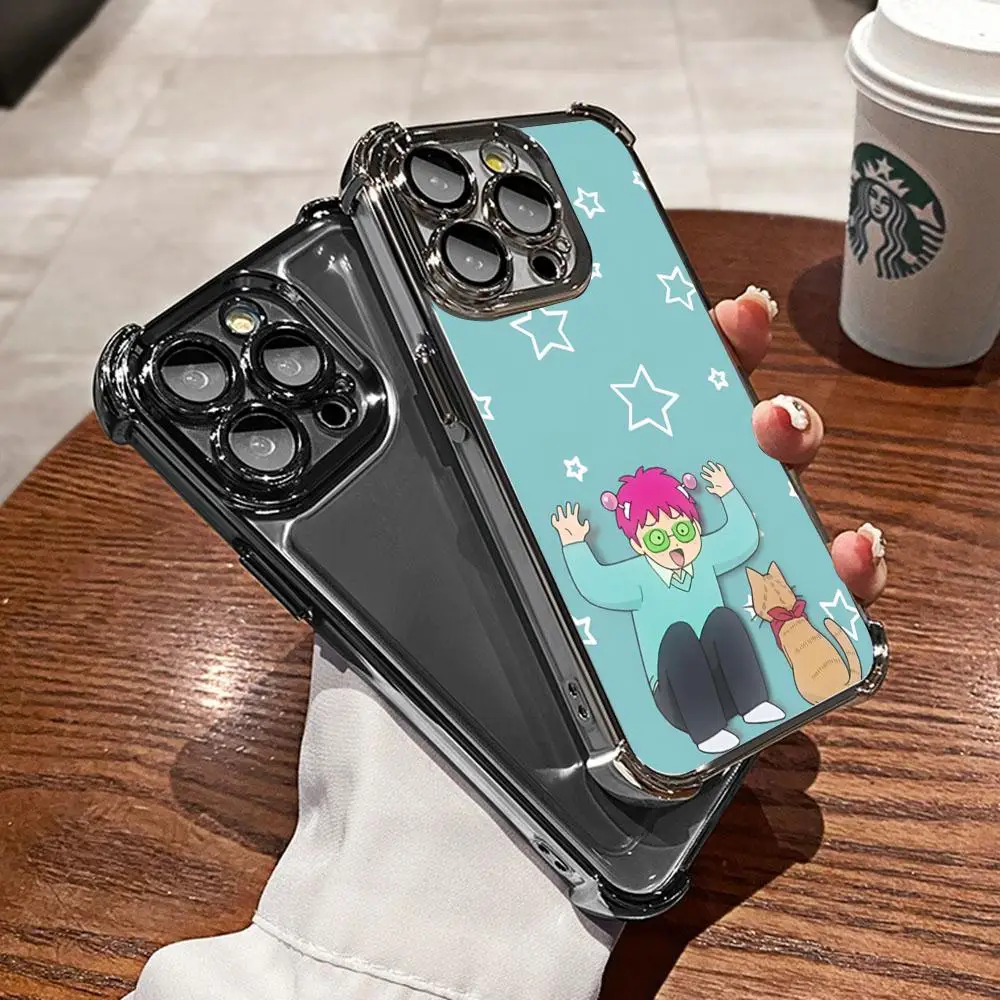 Anime Saiki Kusuo Phone Case Cool Electroplated Corners Unique Fashion Electroplat For Xiaomi 12 10 Redmi 10 11 12 13