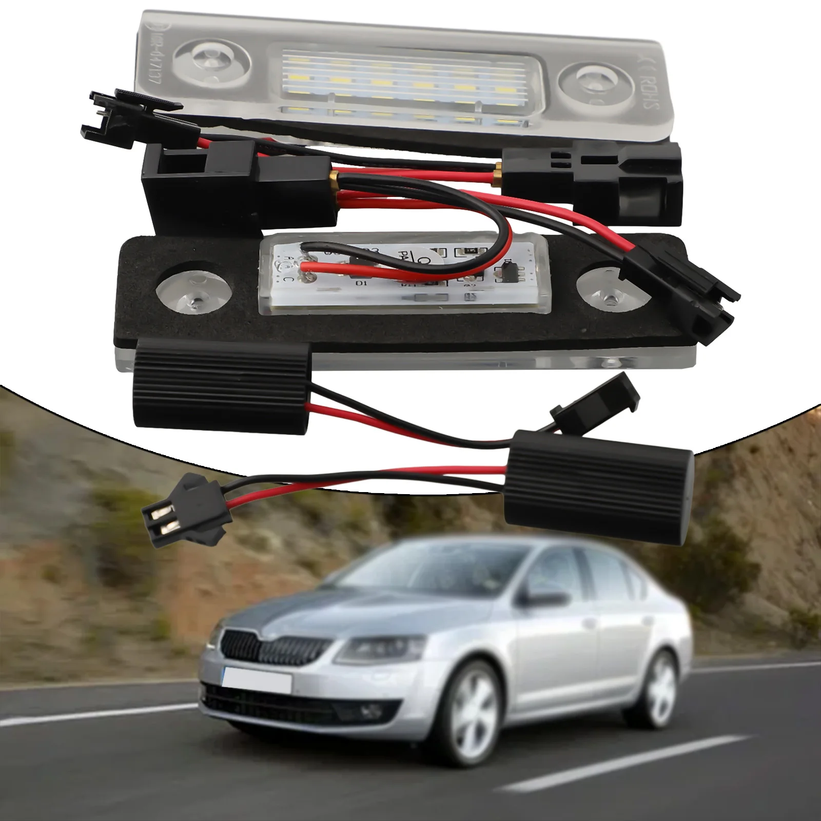 Фото Светодиодные лампы для номерного знака 6500K для Octavia Ll Facelift 09-12, запчасти для Skoda №4
