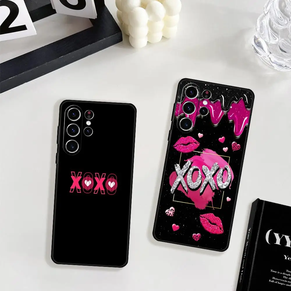 Фото Модный чехол для телефона Xo-xo розового цвета для девочек для Samsung Galaxy S25 S24 S23 S22 S21 S20 Plus Ultra Note20 Limited Soft Black №4