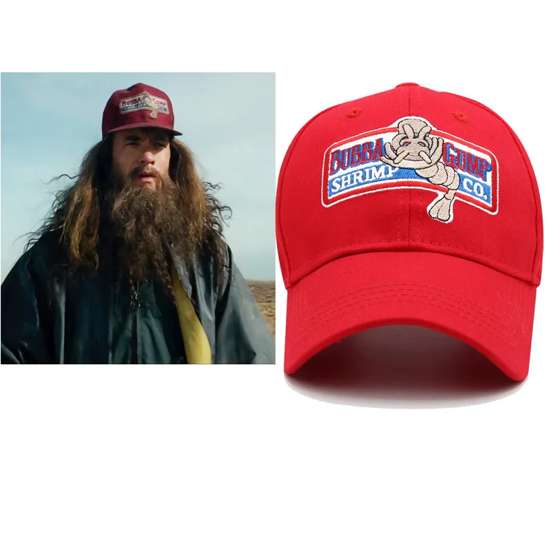Фото Бейсболка Forrest Gump для мужчин 1994, хлопковая бейсболка с вышивкой, с рисунком BUBBA GUMP, красная, Черная №2