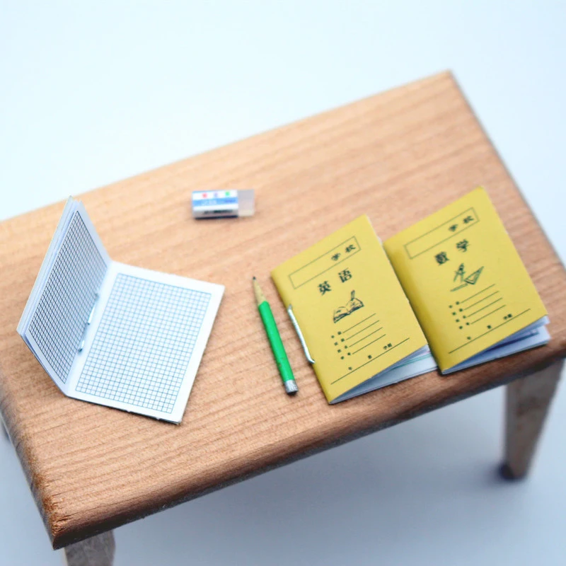 Миниатюрная книга для упражнений для кукольного домика, миниатюрные китайские математические книжки на английском языке, бумажный блокнот, модель, декор для сцены жизни, подарок, 3/15 шт.