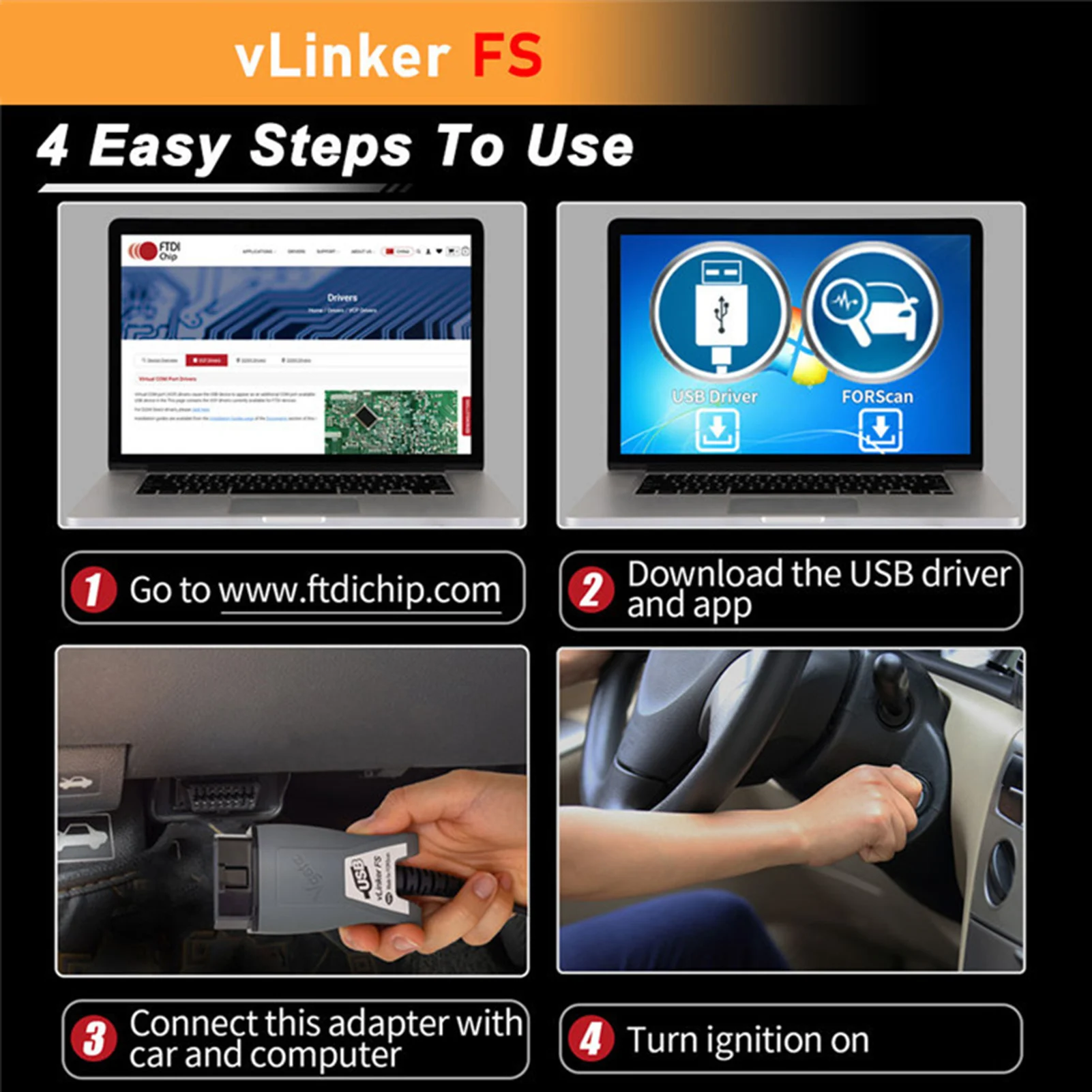 Vlinker FS OBD адаптер Vgate Vlinker FS инструмент для сканирования интерфейса диагностический инструмент кодирования для автомобилей серии Lincoln поддер...