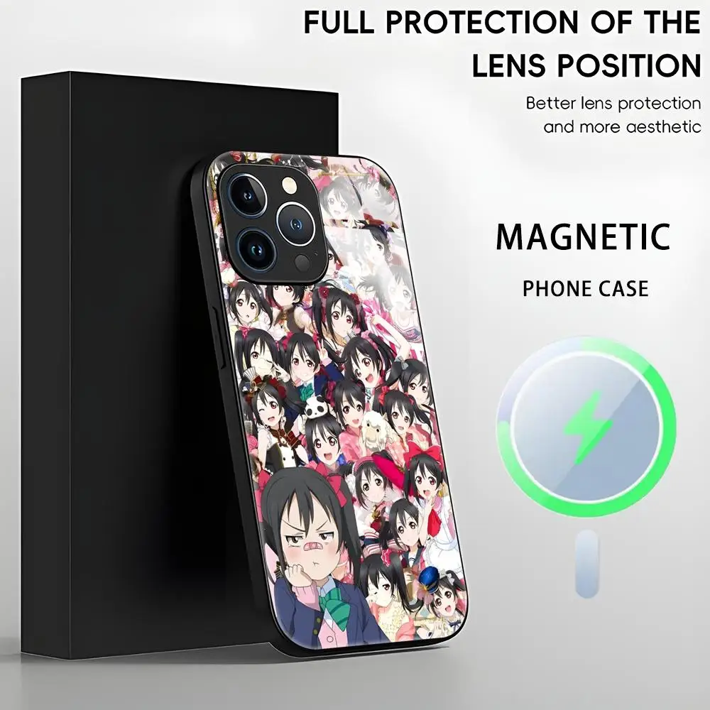 Фото Люблю жить! Чехол для телефона School Idol Project для iPhone 16, 15, 14, 13, 12, 11 X XR XS 8 Plus Mini Pro Max, стеклянный магнитный чехол №5