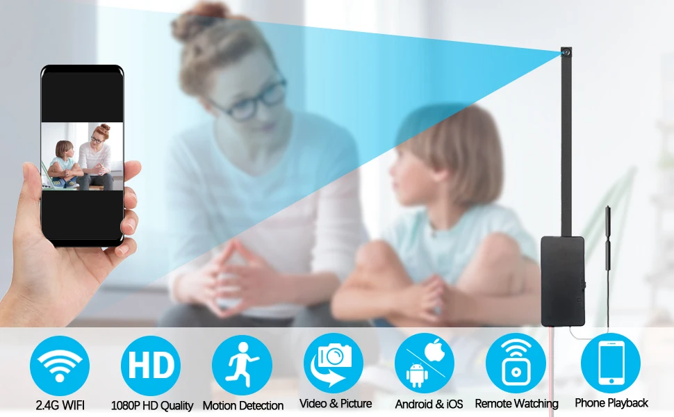 Фото Миниатюрная видеокамера FHD 1080P с Wi-Fi, устройство для домашней безопасности в режиме реального времени, модуль «сделай сам», беспроводная защита для детей №2
