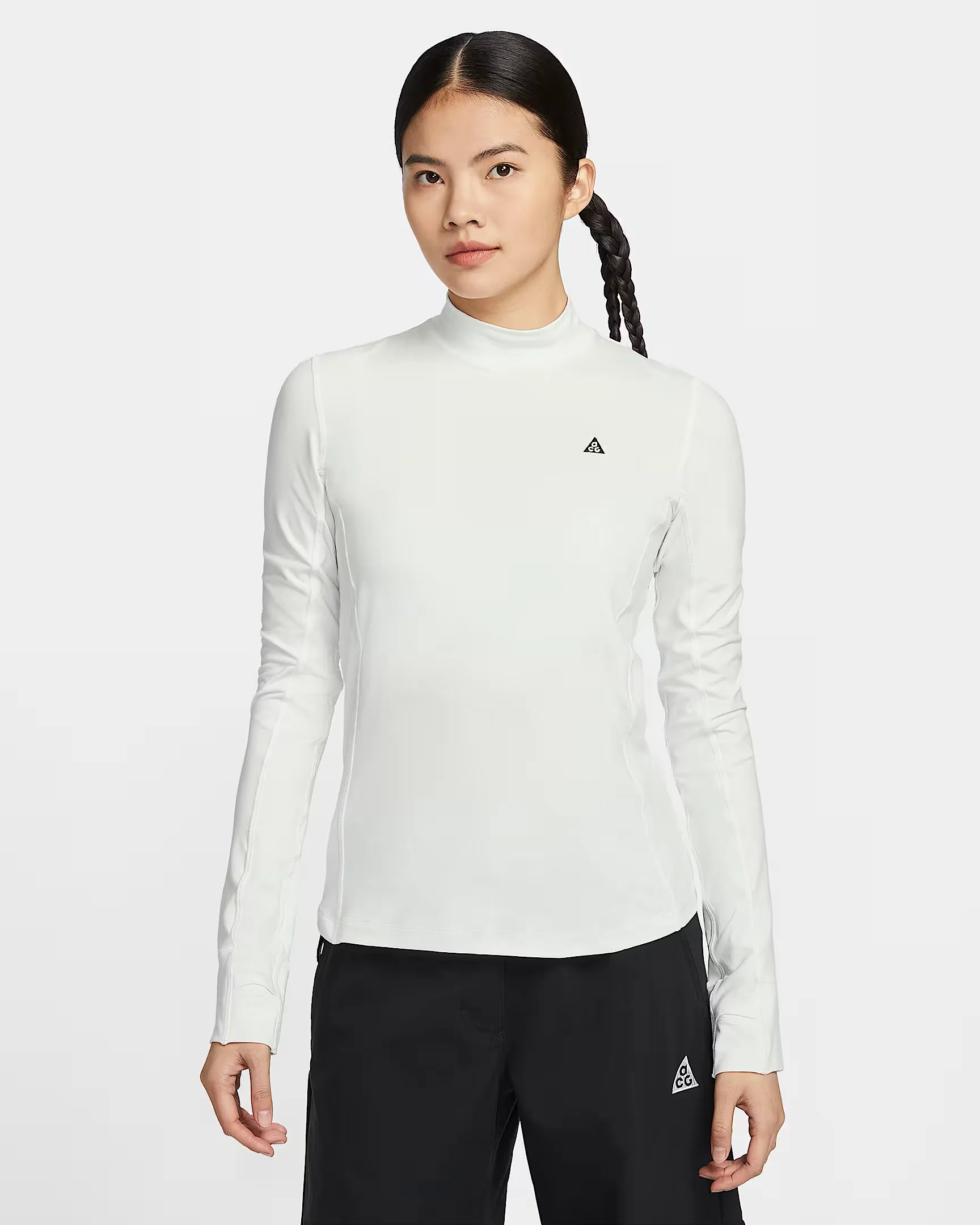 Nike ACG Goat Rocks Dri-FIT ADV однотонная повседневная футболка с полувысоким воротником и защитой от солнца, быстросохнущая женская футболка с длинными рукавами Peak Wh