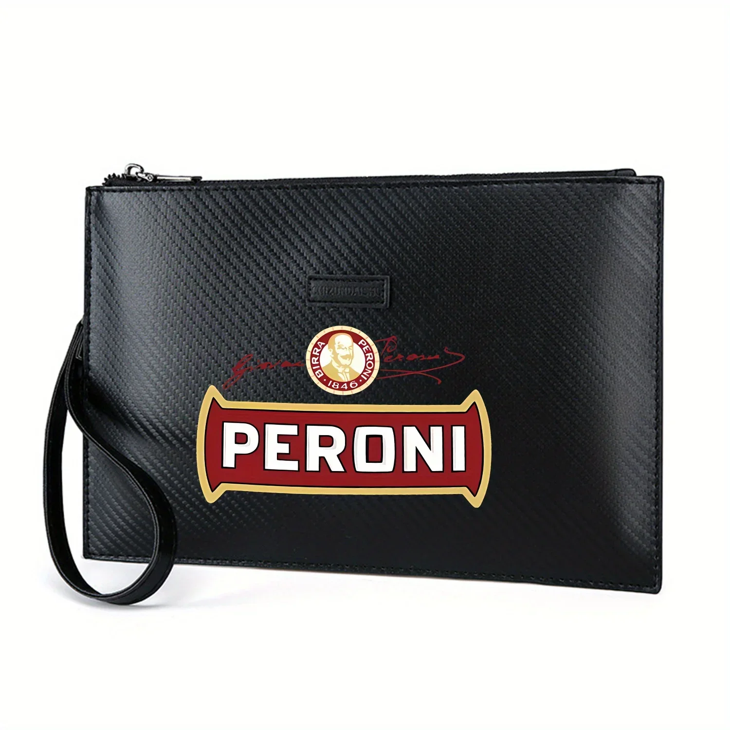 Peroni Beer Logo Круглый значок с текстом Мужская сумка Элегантный принт из искусственной кожи Модный и практичный для повседневной носки Портфели