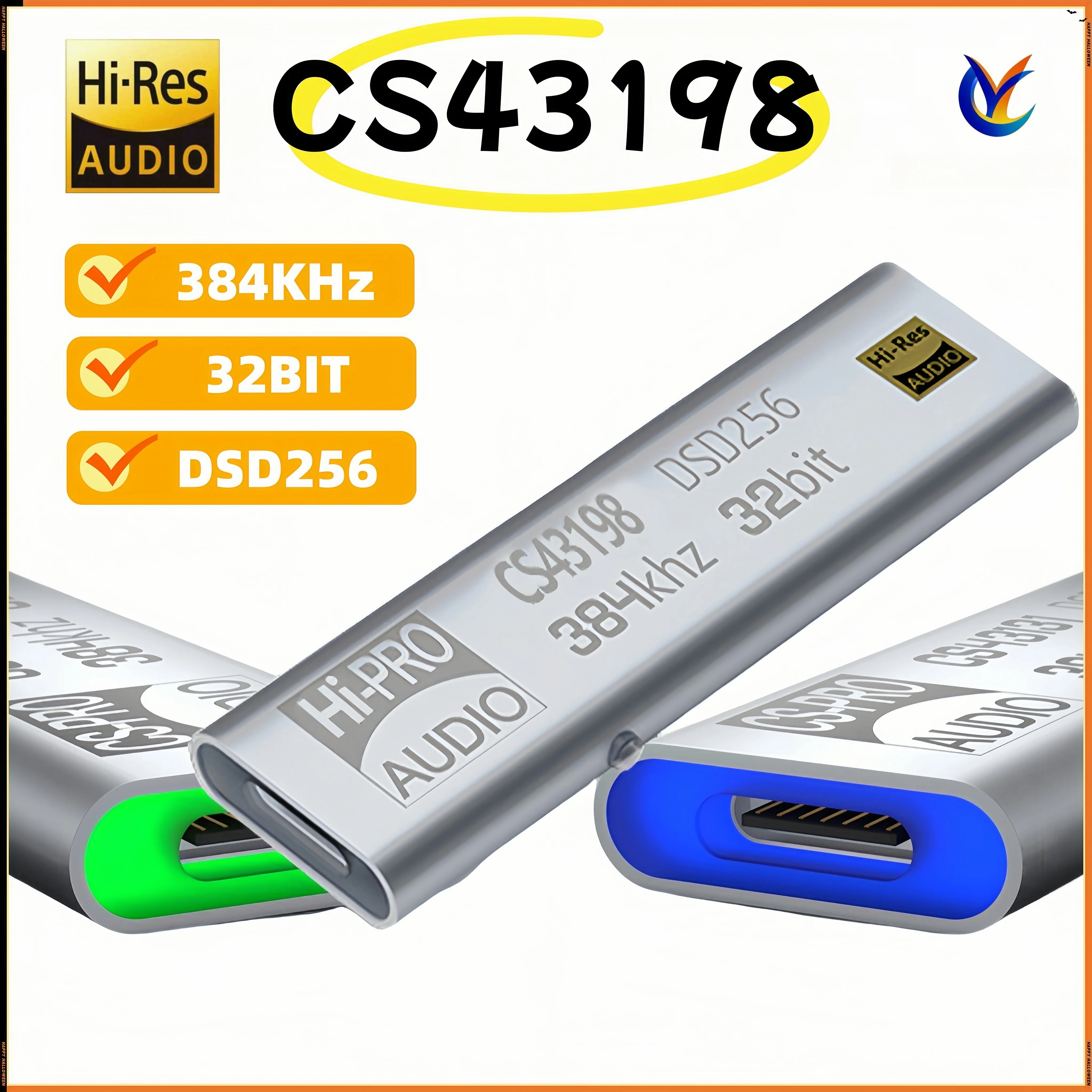 Цифровой аудиодекодер Type-C Аудиоадаптер USB-C высокого разрешения на 3,5 мм |   CS43131+SA9312L Чип |   PCM 32 бит/384 кГц DSD 60-256