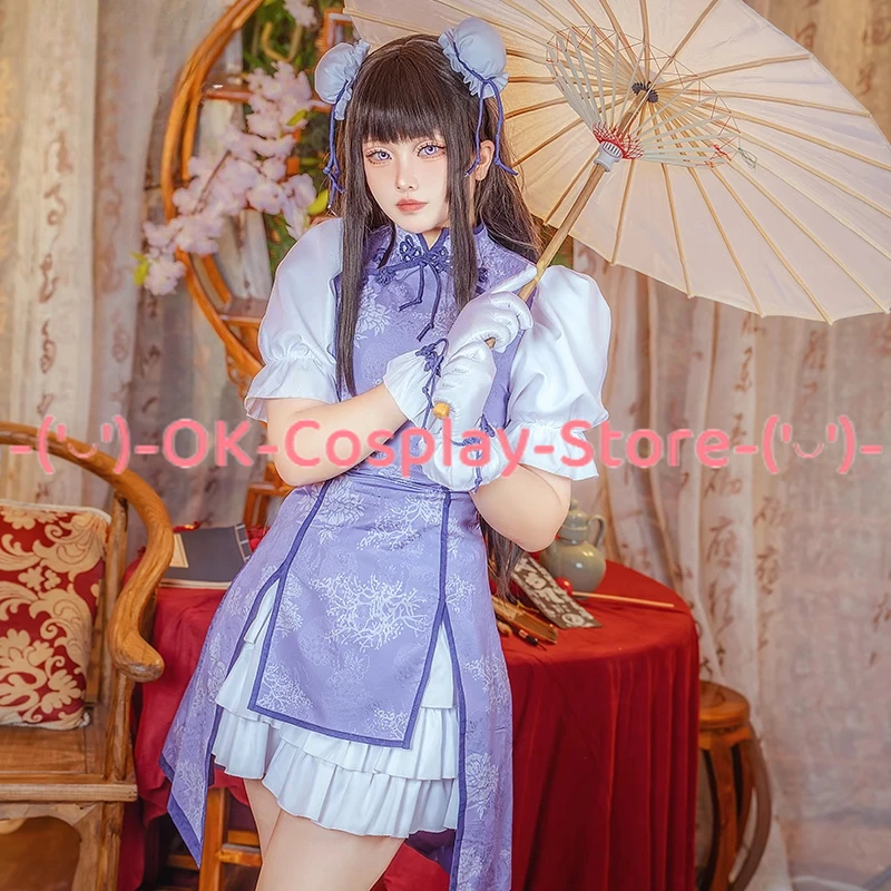 Фото [В НАЛИЧИИ] Homura Akemi Madoka Magica Косплей Костюм Платье Аниме Ролевая игра Вечеринка Наряд Китайский Cheongsam Униформа для женщин №3