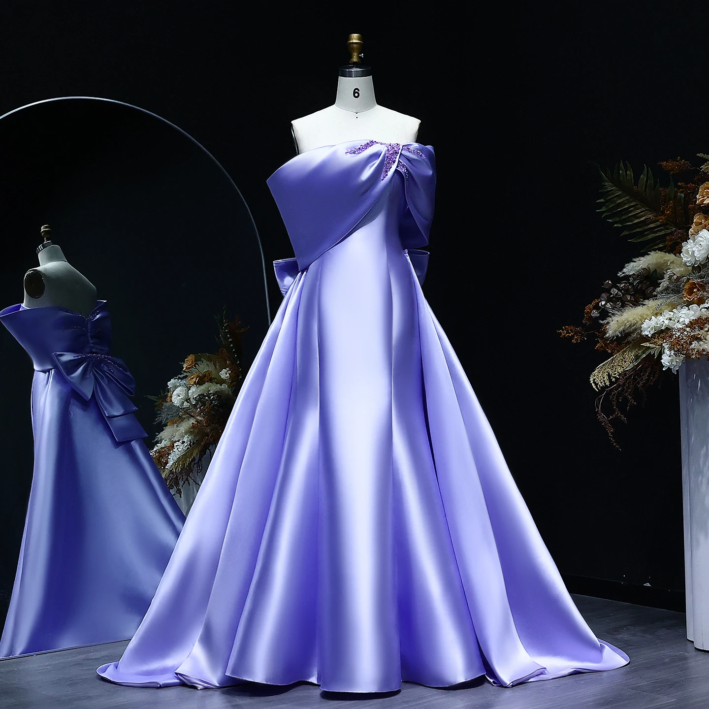 Sharon Said Dubai Lilac с открытыми плечами в арабском стиле فساتين سهرة с бантом Overskirt Женские свадебные платья SS400 по индивидуальному заказу Платья для особых случаев