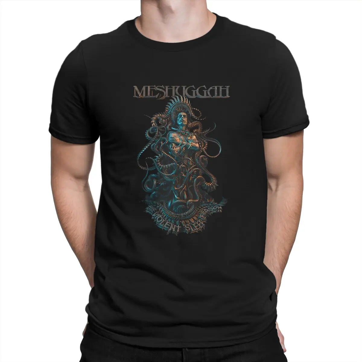 Мужские футболки из чистого хлопка Meshuggah, новинка, футболки с коротким рукавом