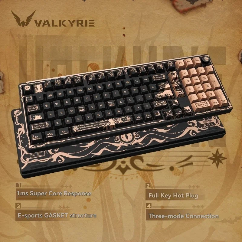 Фото VALKYRIE VK99 Pro Механическая клавиатура Беспроводная трехрежимная ПРОКЛАДКА с горячей заменой RGB VK Drive Пользовательская ретро аниме офисная игровая клавиатура №5