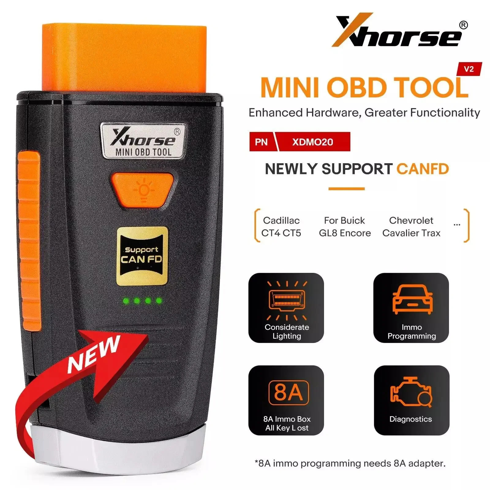 Xhorse XDMO20 VVDI MINI OBD Tool V2 IMMO Progarmmer Поддержка протокола CAN FD