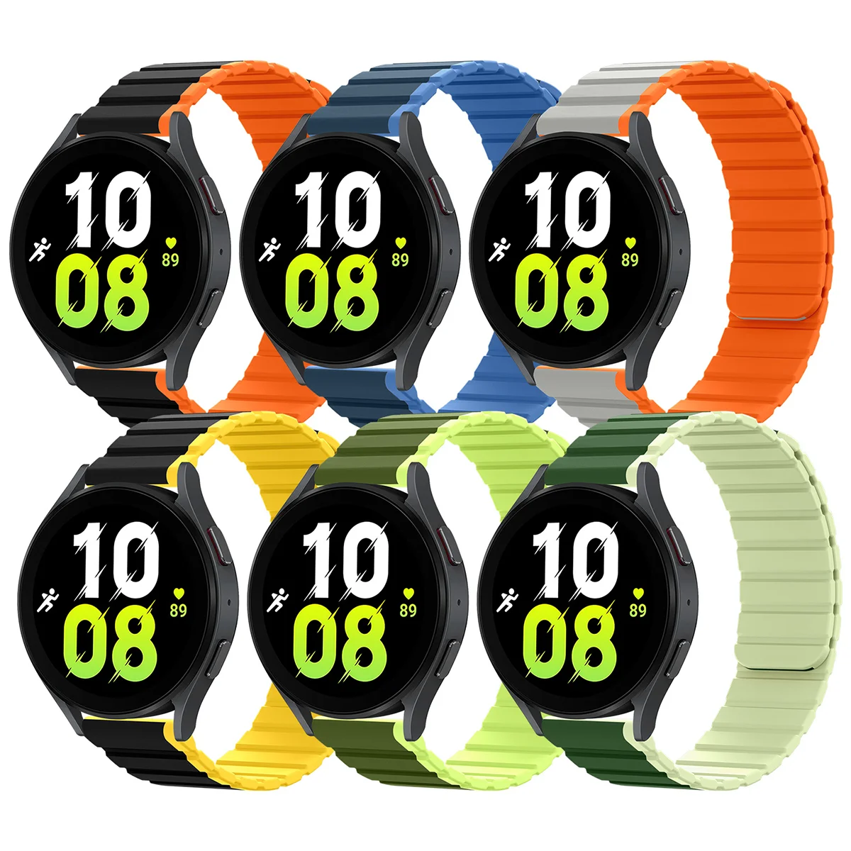 Ремешок силиконовый для Samsung Galaxy watch 6/5 pro/4/Classic/active 2, браслет с магнитной петлей, звеньевой браслет для huawei GT 2-2e 3-4, 20 мм 22 мм