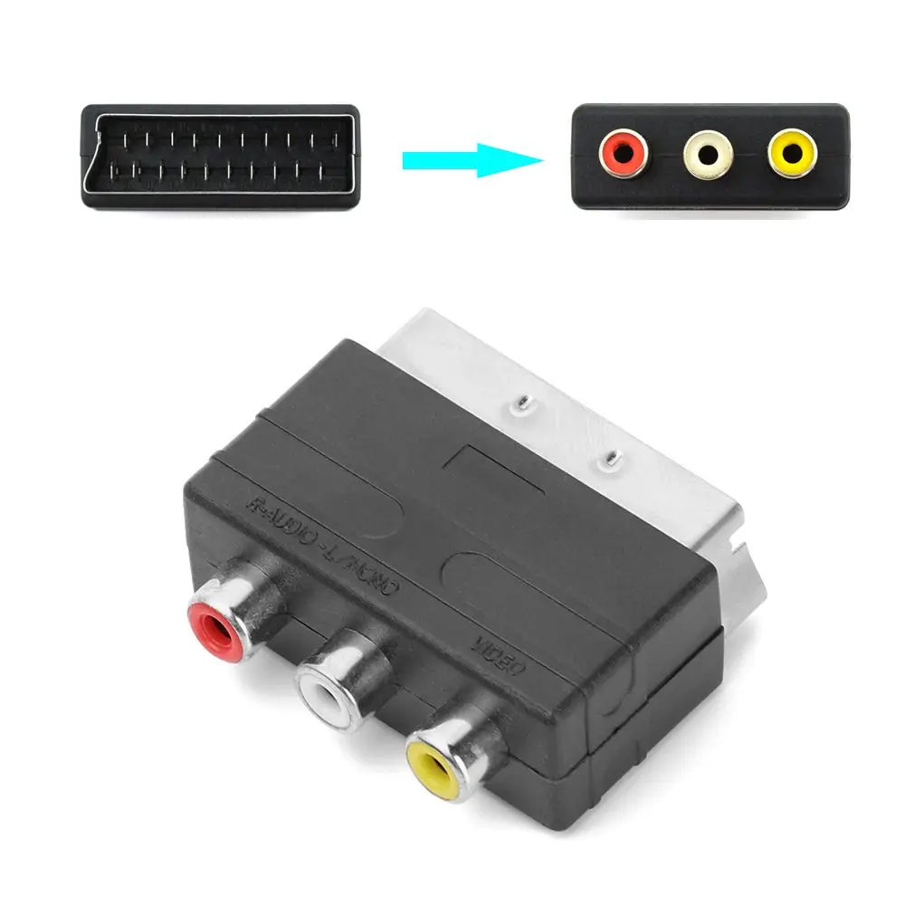 Игровой разъем AV TV Phono 21PIN Scart штекер к 3RCA разъем адаптера вход для PS4 WII DVD VCR