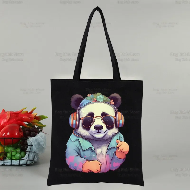All I Want To Do Is Panda No Today Большая сумка для покупок Черные дорожные холщовые сумки унисекс Эко-складная сумка-шоппер