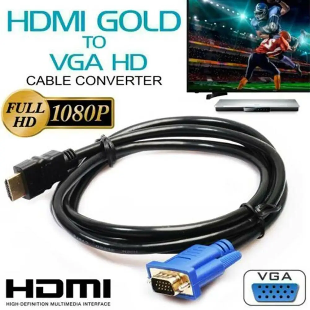 Фото Кабель-преобразователь 1080P HDMI в VGA с аудио источником питания, Переходник HDMI папа в VGA мама, адаптер для планшета, ноутбука, ПК, ТВ №3