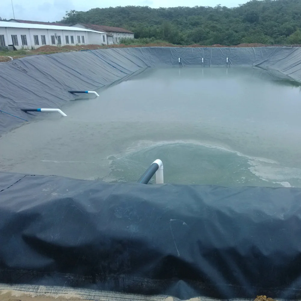 Фото Водонепроницаемый черный рыбный пруд, усиленный домашний бассейн HDPE, тяжелая Ландшафтная ткань для бассейна, садового пруда №5