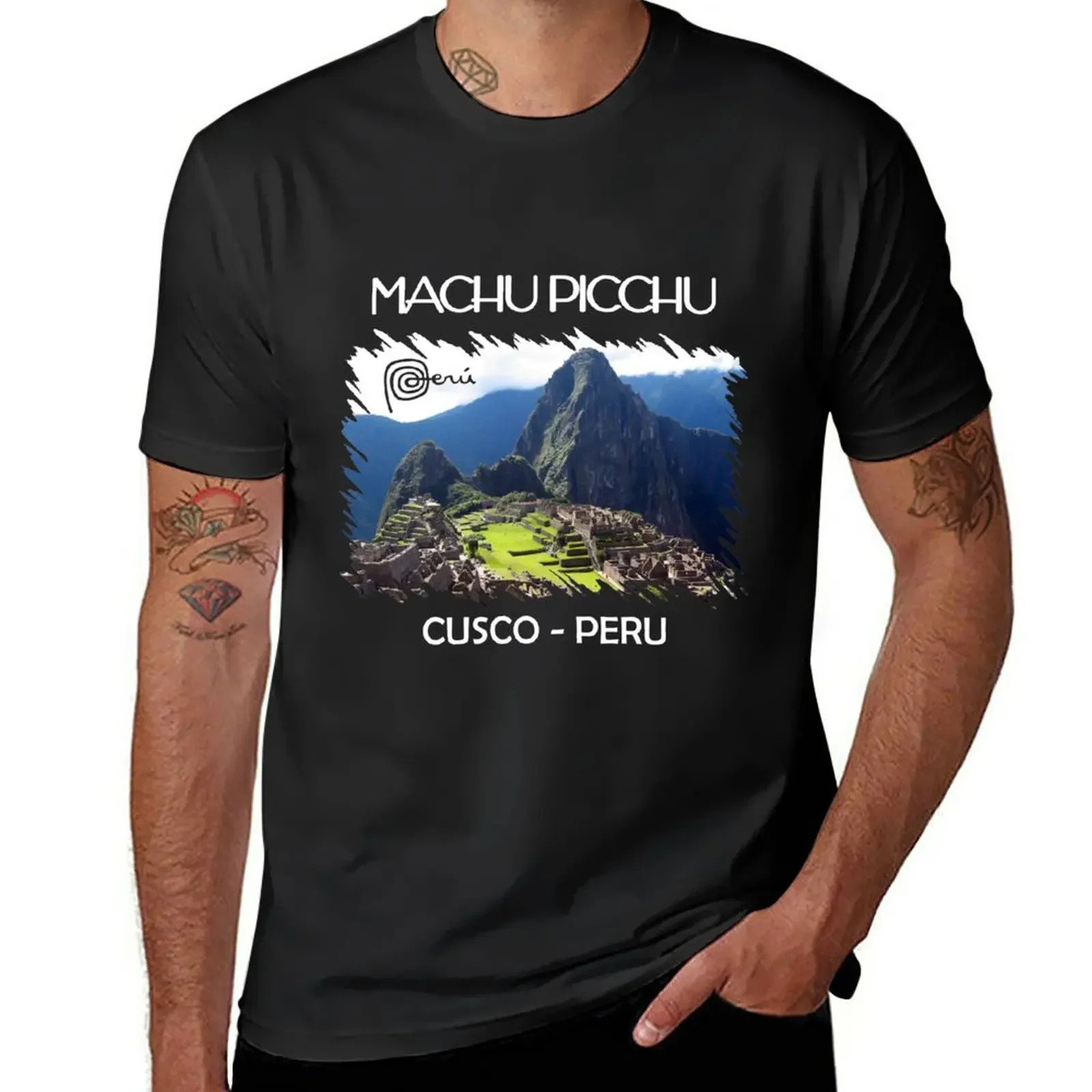 Новая футболка Machu Picchu Peru с ламой Cusco, забавная мужская одежда на заказ, Мужская Дизайнерская одежда с коротким рукавом и круглым воротником