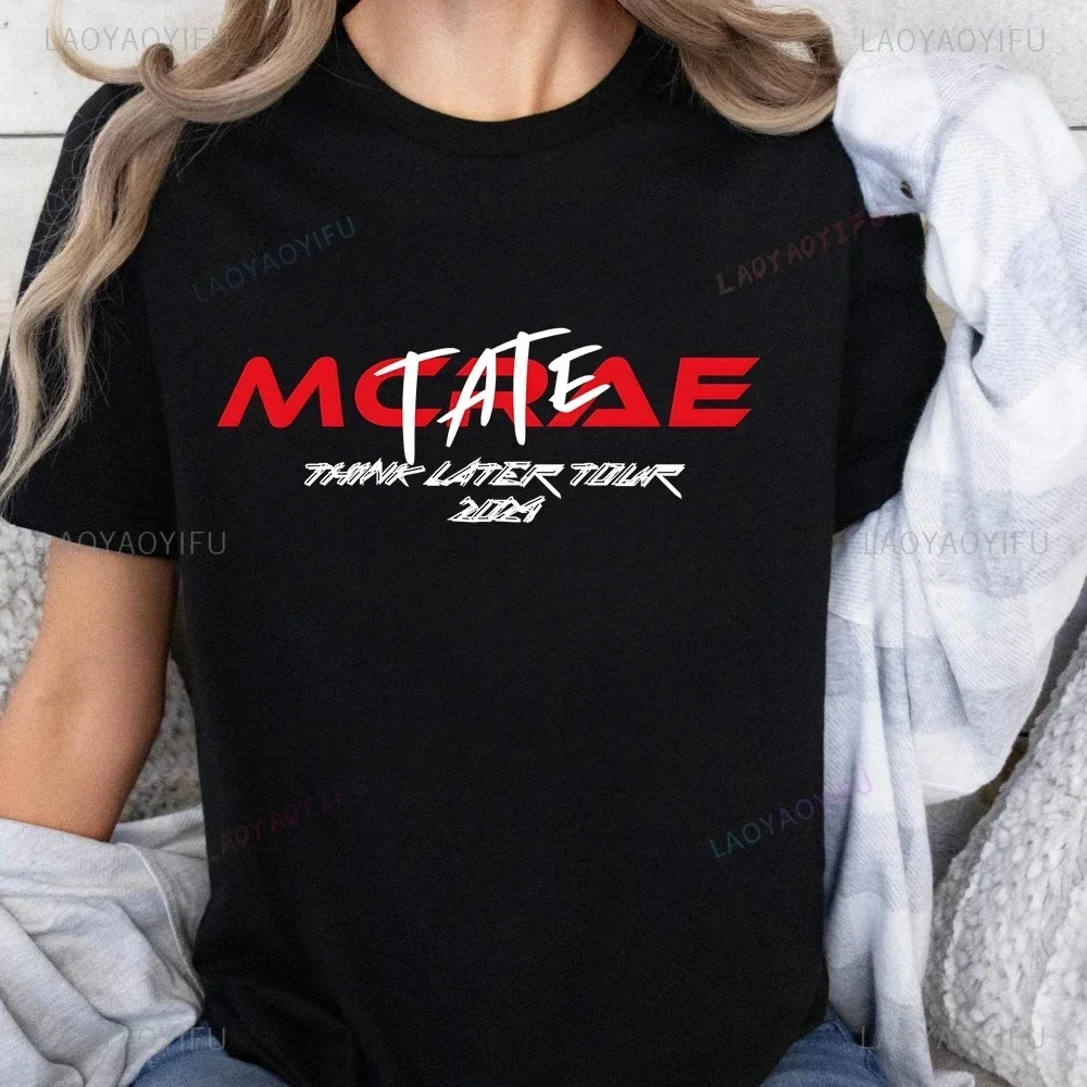 Фото Винтажная футболка с принтом канадской певицы Tate McRae, топ Tate McRae, трендовая рубашка унисекс, футболка большого размера с графикой №3