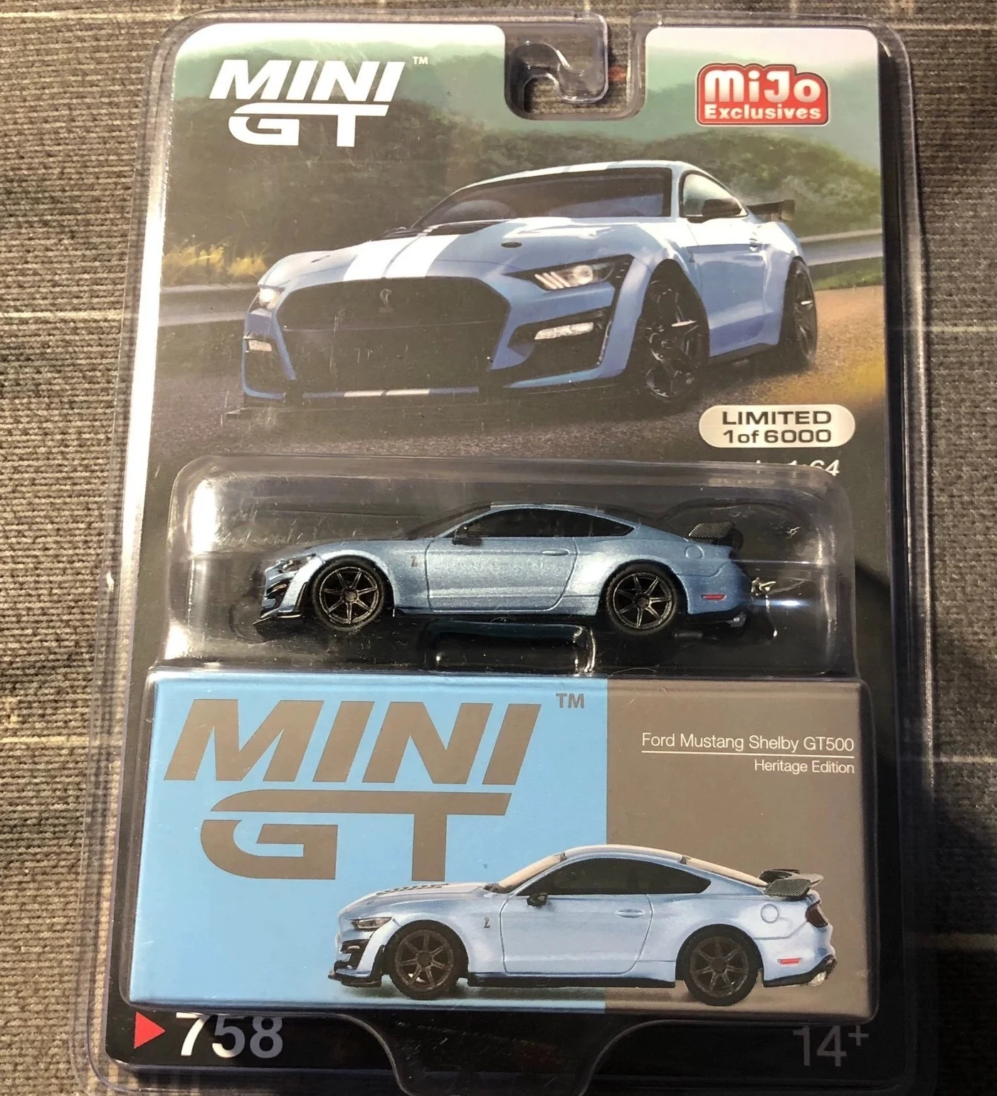 Модель автомобиля TSM MINIGT 1/64 Ford Mustang Shelby GT500 minigt 758 MJ из литого сплава, коллекционная игрушка в подарок