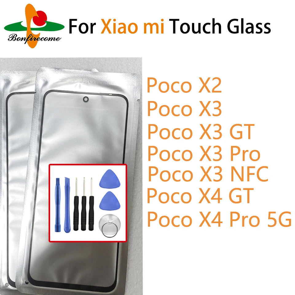 Сенсорное переднее наружное стекло для Xiaomi Poco X2 X4 X3 Pro GT NFC, замена передней панели ЖК-экрана с сенсорным экраном