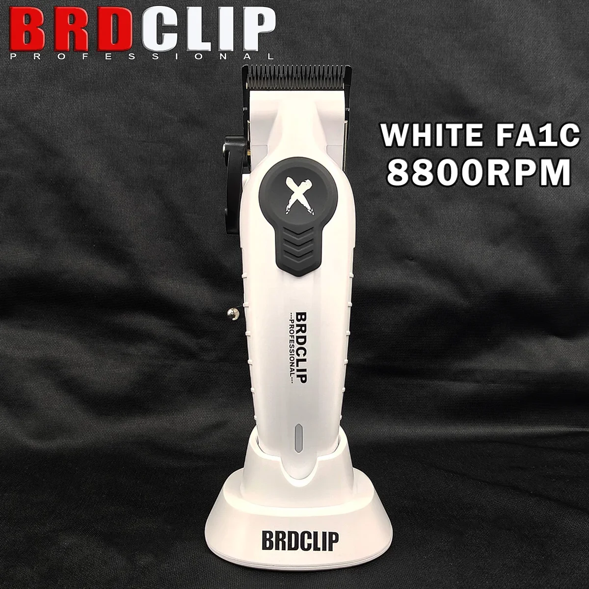 BRDCLIP FA1C Белый Новое обновление 8800 об/мин DLC FADE Blade Профессиональная парикмахерская машинка для стрижки волос Высокоскоростной электрический триммер с основанием