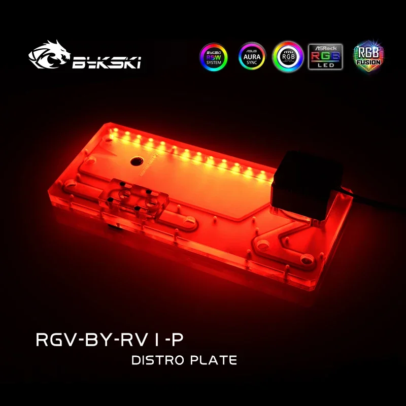Фото Bykski RGV-BY-RV1-P, распределительная пластина для корпуса B-RV1-X, комплект резервуаров для платы водяного охлаждения MOD PC для кулера процессора и графического процессора компьютера №4
