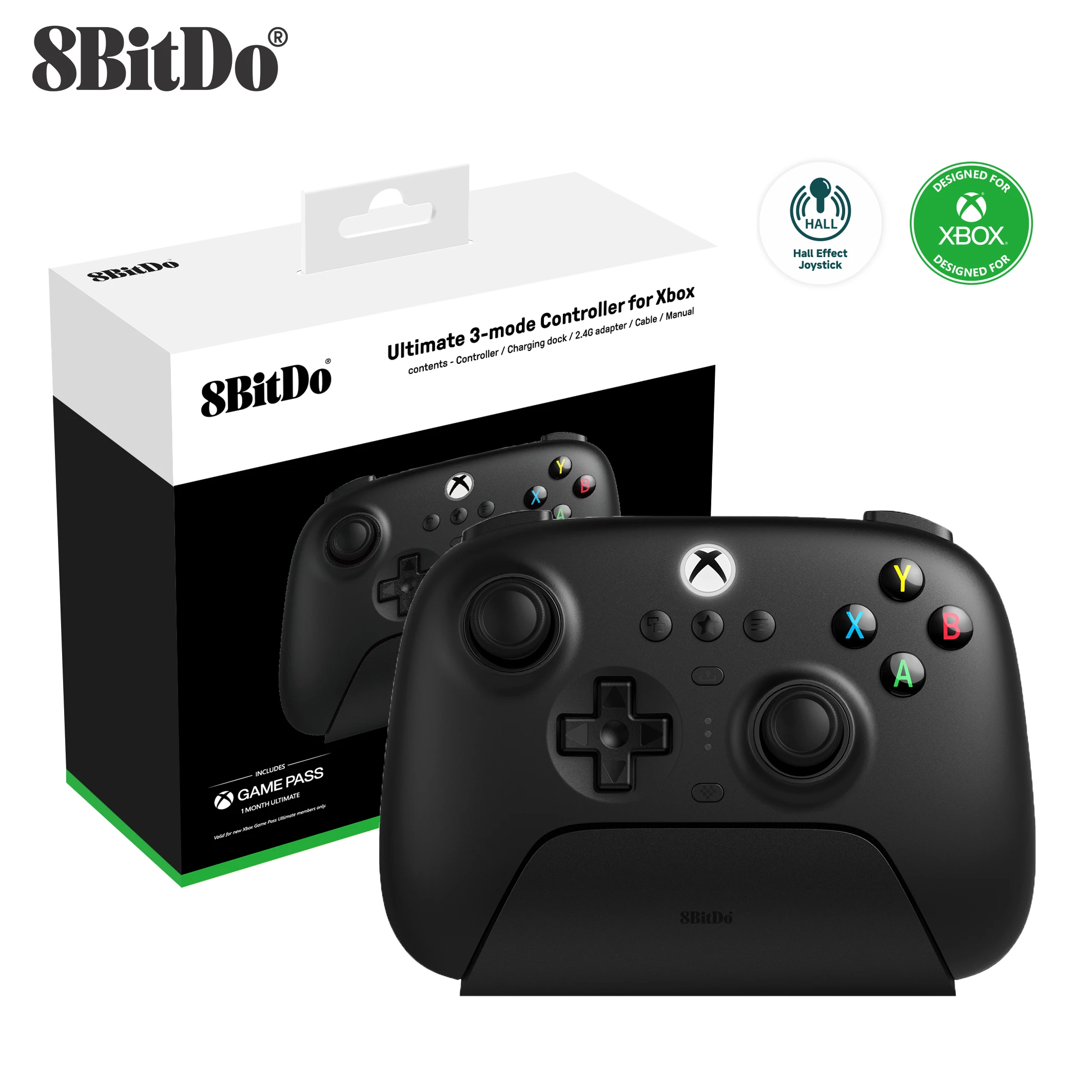 Фото 8bitdo Ultimate 3-режимный игровой контроллер геймпад для Xbox с эффектом холла, джойстик, зарядная док-станция, совместимая с Windows и Android №5