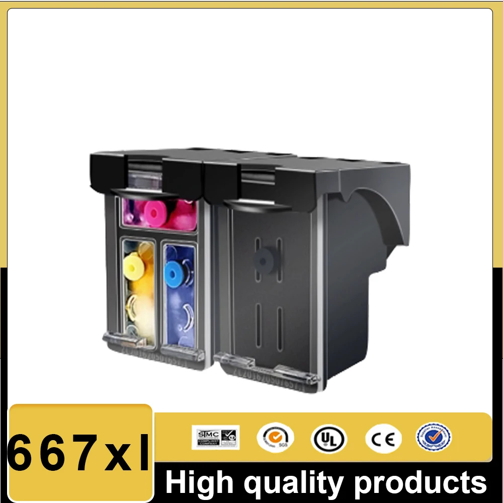 Восстановленный картридж 667XL для HP 667 HP667 XL, совместимый принтер Deskjet Advantage 1275 2374 2375 2376 2775 2776 6475