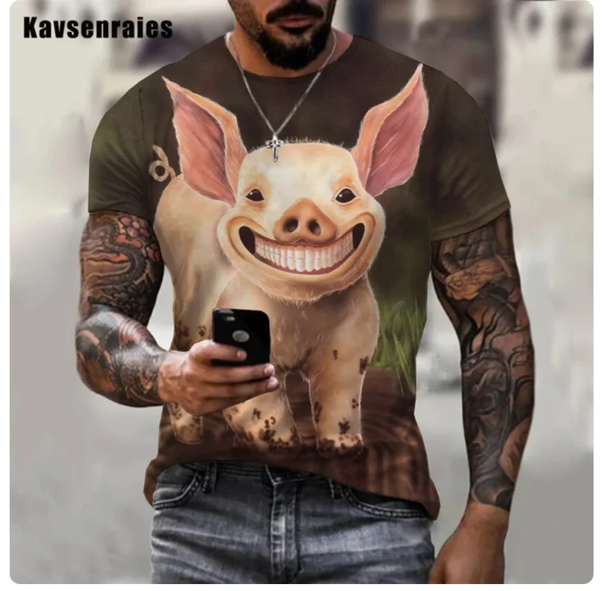 Детские 3d-ручки Kaus gambar binatang babi pendek kasual mode musim panas laki-laki perempuan Atasan Harajuku (art.: 3920c3bb27400) - 3920c3bb27400