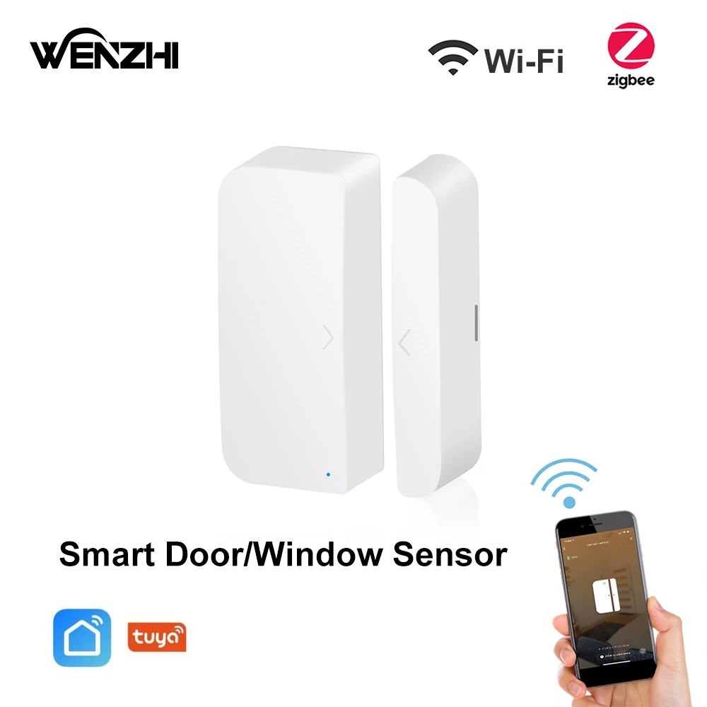 Wi-Fi ZigBee датчик двери и окна магнитный Tuya Smart Life беспроводной домашний автоматический охранный датчик открытия/закрытия жилой сигнализации