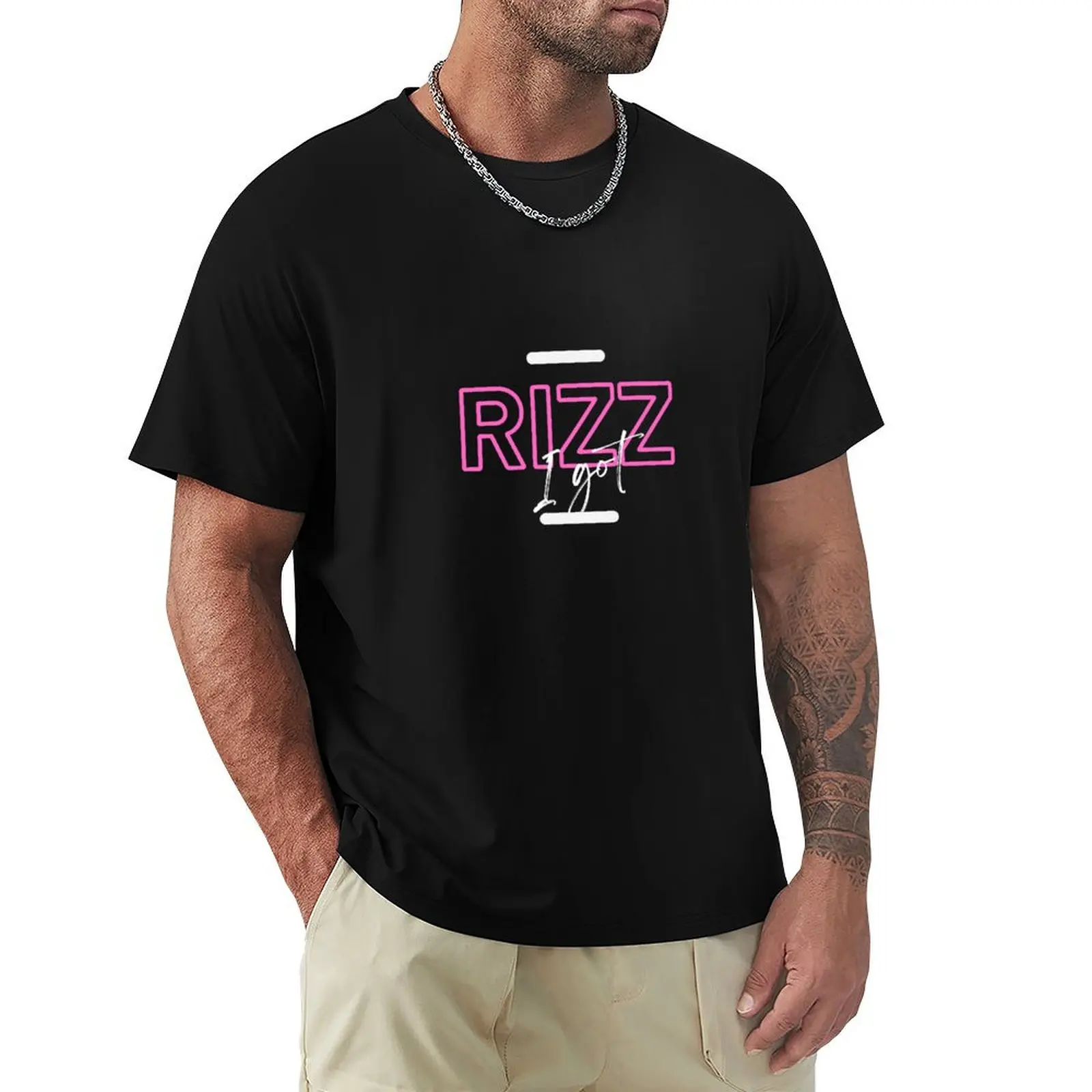 Футболка I GOT RIZZ с короткими рукавами, забавная рубашка, хлопковые рубашки для тренировок для мужчин