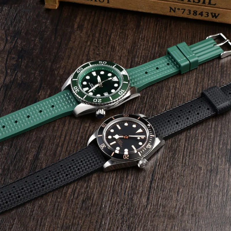 Фото Для Seiko тропический резиновый ремешок серия SLA017 SLA037 Дайвинг дышащий пористый дизайн ремешок для часов проспект воды призрак 20 мм 22 мм №5