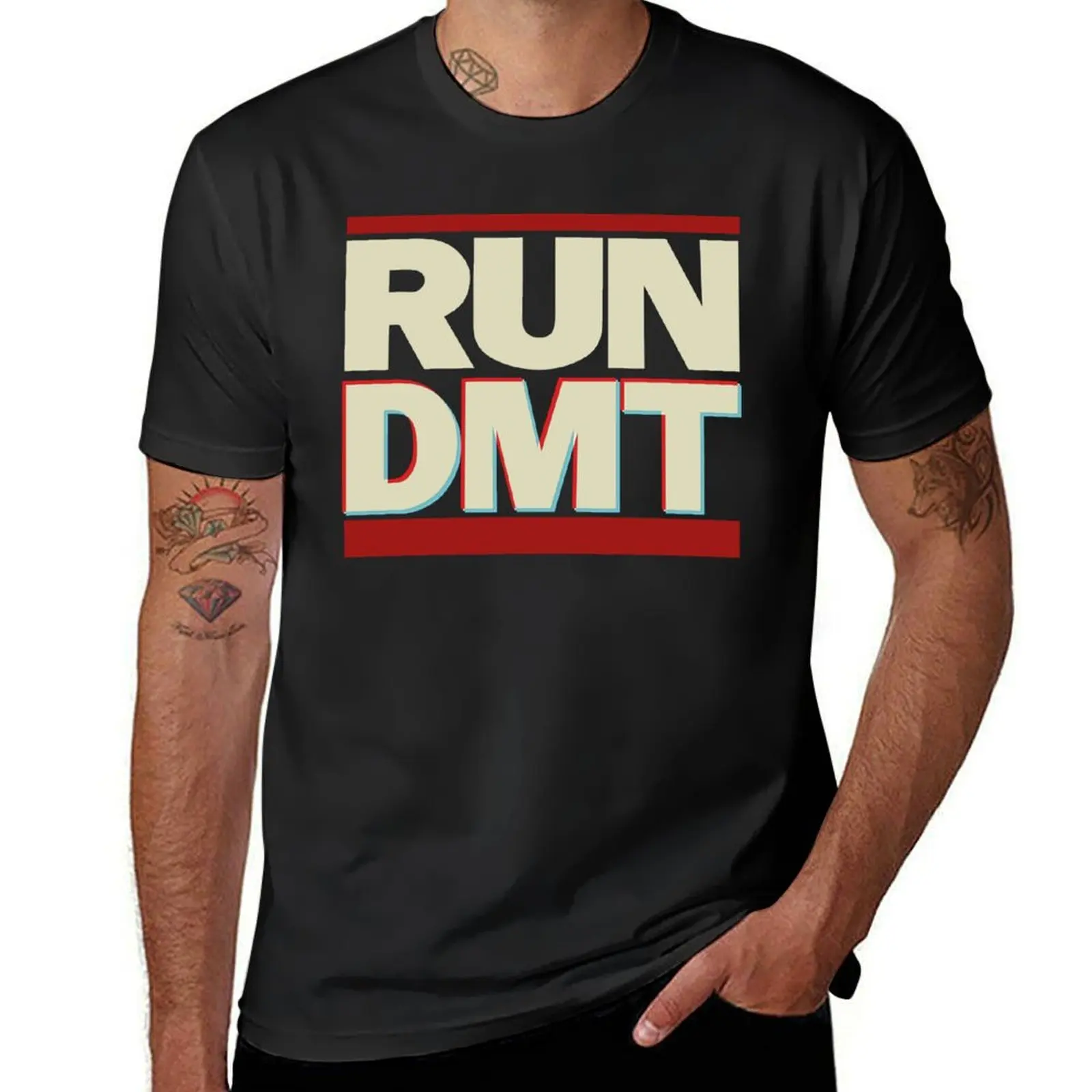 Футболка RUN DMT мужская с принтом, Однотонная футболка с высоким и большим рисунком