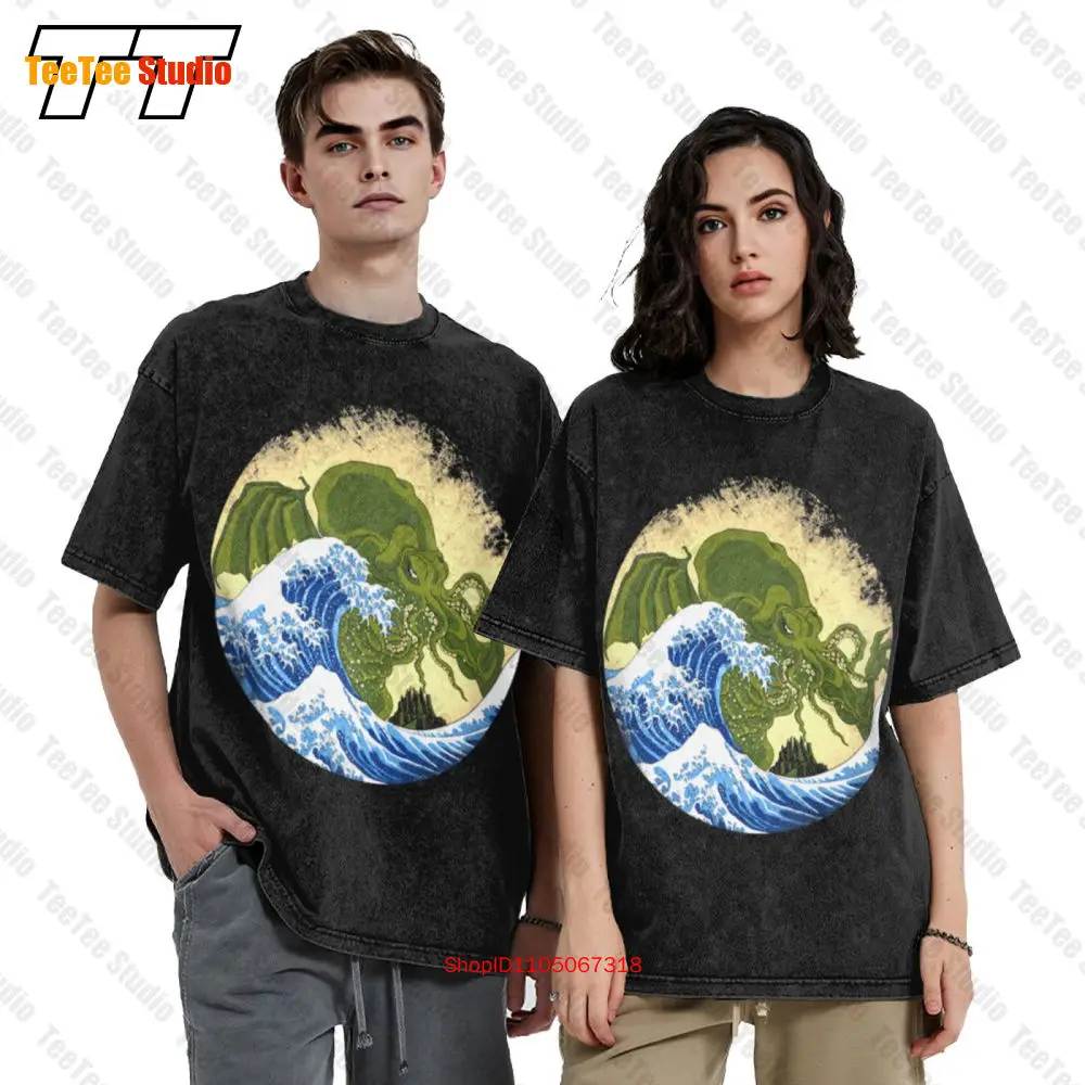 Фото Винтажная футболка большого размера Hokusai Cthulhu Us Trend 2019, IT99 №2