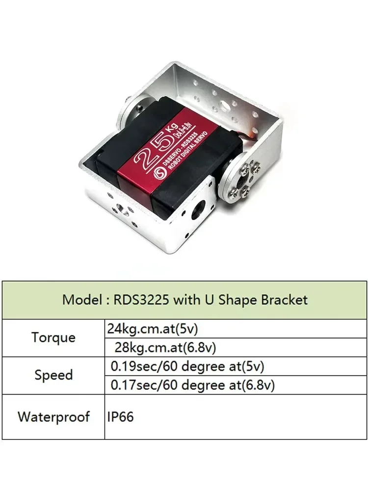 RDS3225 Цифровой серводвигатель с медной шестерней, двухосевой, 25 кг, большой крутящий момент, 180270 градусов, IP66, водонепроницаемый для радиоуправляемой модели автомобиля, игрушки (art.: 3920cb1631560) - 3920cb1631560