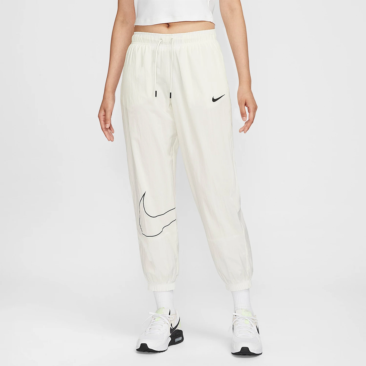 Официальные оригинальные женские дышащие тканые брюки Nike 2024, свободные завязки HM9413-133