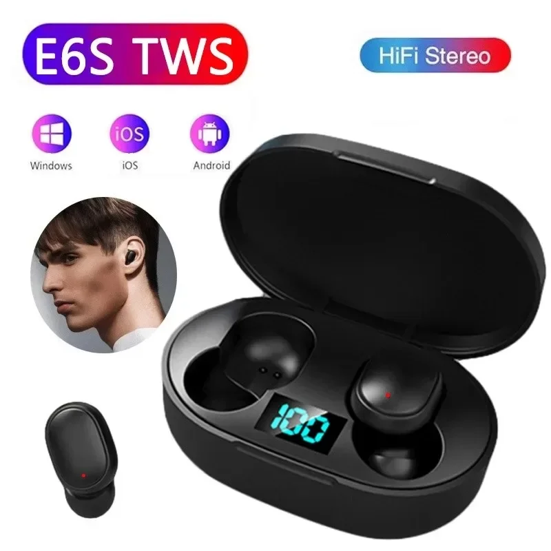 TWS E6S Беспроводные Bluetooth-наушники с шумоподавлением, гарнитура, стереозвук, наушники-вкладыши, водонепроницаемые наушники Портативное аудио и видео