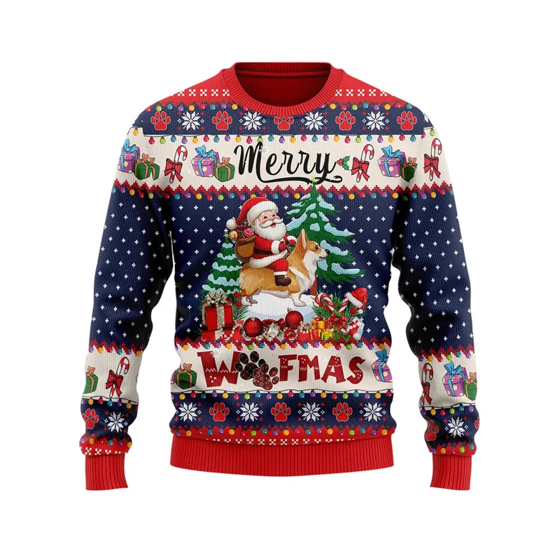 Фото Merry Woofmas From Dog 3D Printed Pullovers For Women Clothes Cute Pet Husky Corgi Chihuahua Sweatshirts Funny Holiday Sweater №4