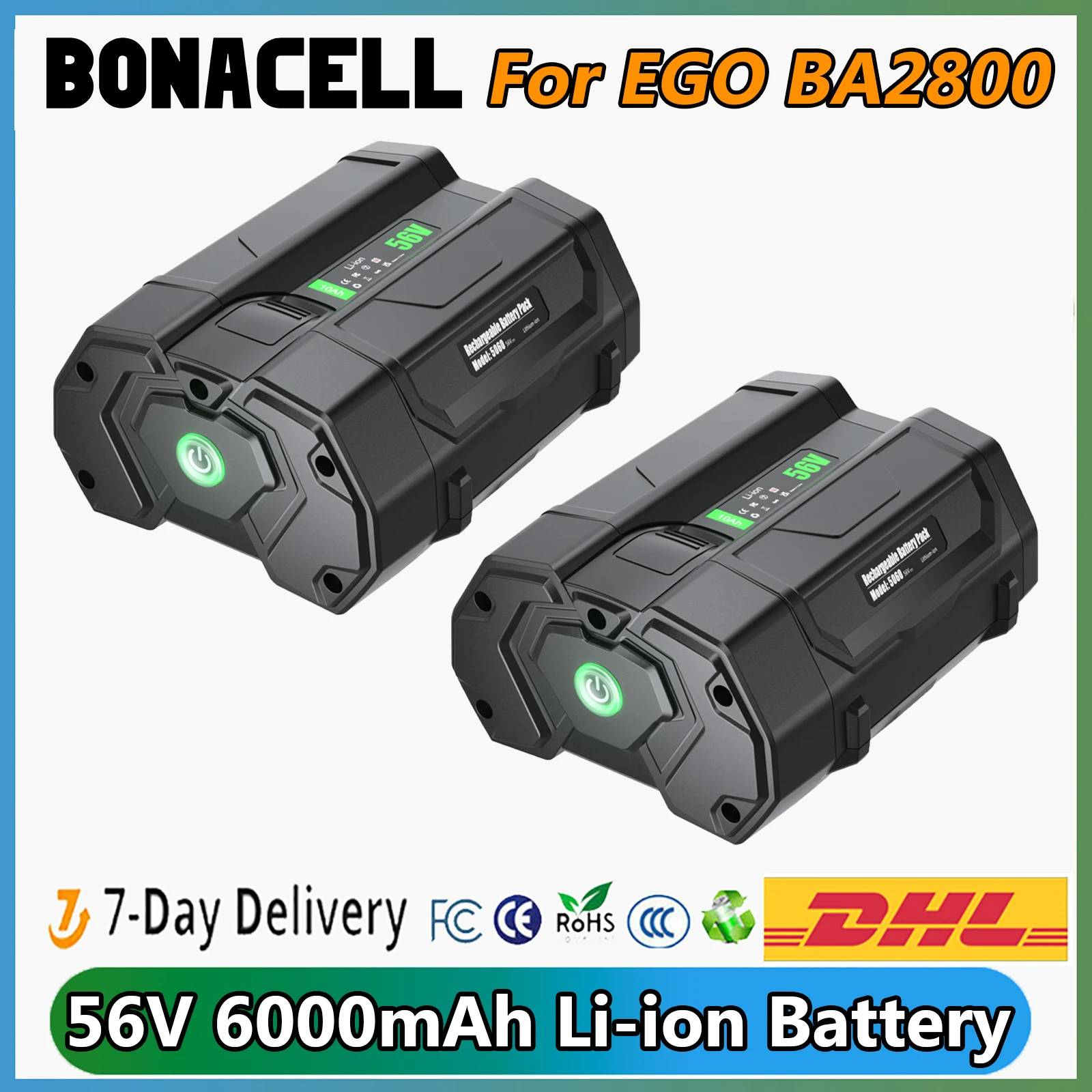 Сменный аккумулятор для EGO BA2800 56 В, 6000 мАч, совместимый для EGO BA2800T BA4200 BA4200T BA1400 BA1400T BA5600T BA2240 BA1120