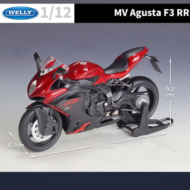 Фото Модель гоночного мотоцикла WELLY 1:12 MV Agusta F3 RR из сплава, модель литая металлическая уличная модель мотоцикла, коллекционная имитация, детская игрушка в подарок №4