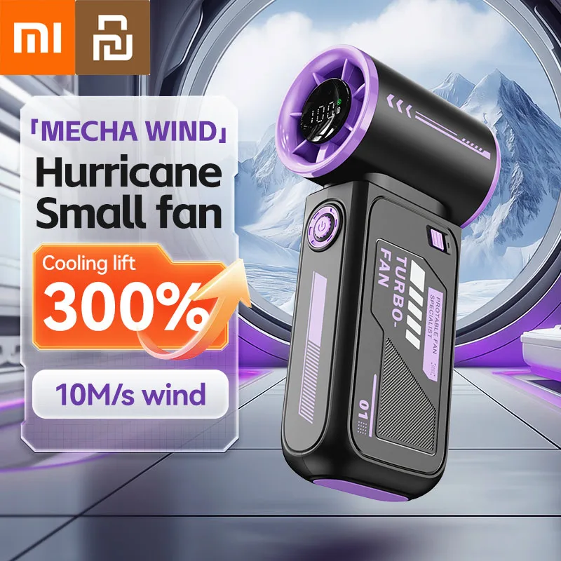 Ручной вентилятор Xiaomi Youpin, 100-уровневый высокоскоростной электрический вентилятор, маленькая ветряная пушка, портативный цифровой дисплей, USB-вентилятор для зарядки, уличный