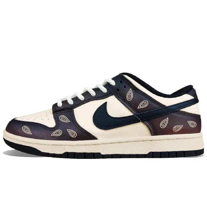 [На заказ Mocha Coffee Cashew Flower Girl gs] Низкие низкие туфли для скейтборда Nike Dunk GS Коричневый Черный Кроссовки