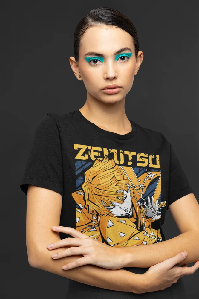 Фото Футболка Zenitsu с изображением рассекающего демонов Kimetsu No Yaiba футболка Nezuko футболка Tanjiro Anime №4