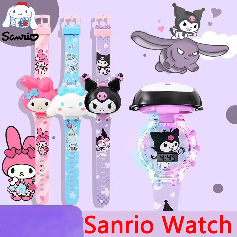 Милые наручные часы Sanrio Cinnamoroll часы Kuromi часы My Melody ремешок для часов Аниме фигурки аксессуары подарок для девочек Детская Студенческая игрушка